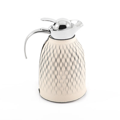 Metal thermos with leather cover