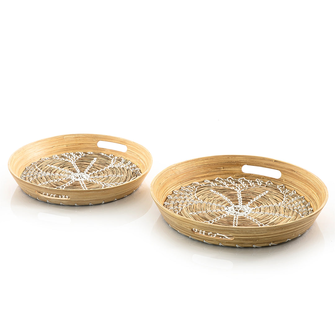 Set of 2 bamboo with seagrass Tray (5654620340389)