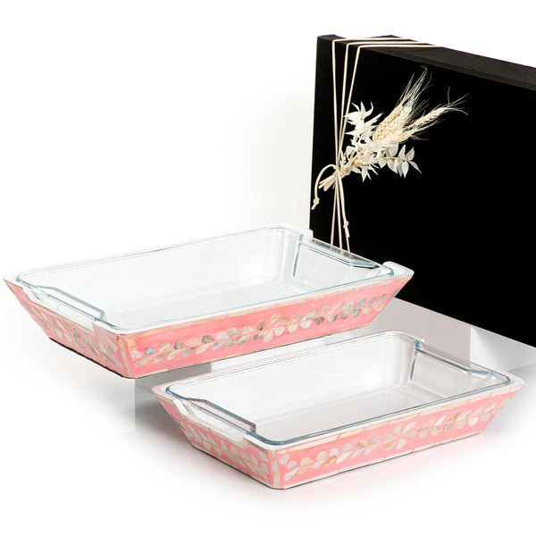 Set of 2 mother of pearl bowls with glass and gift box - CASCADES