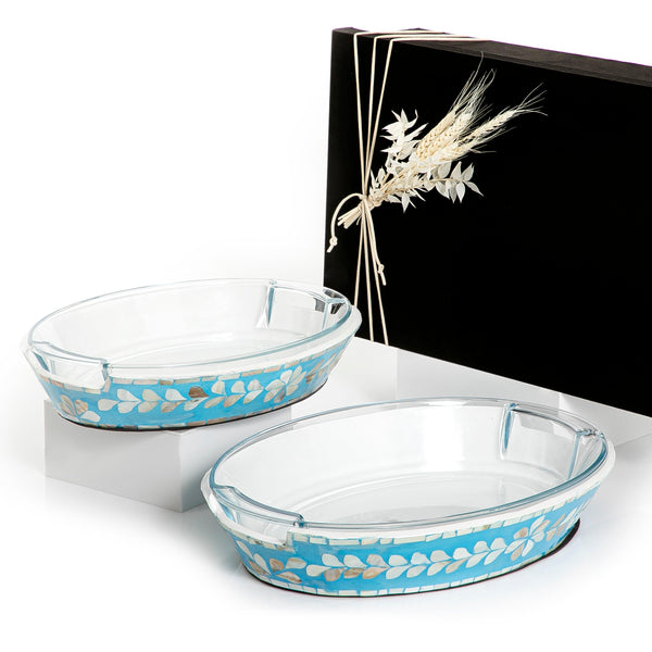 Set of 2 mother of pearl bowl with glass - CASCADES