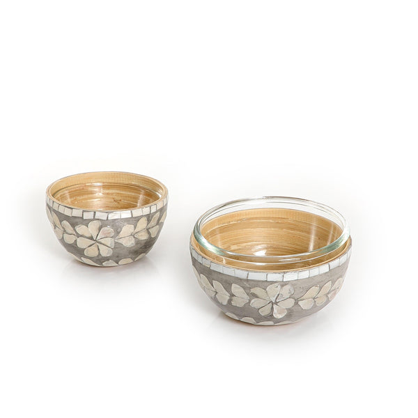 Set of 2 mother of pearl bowl with glass - CASCADES