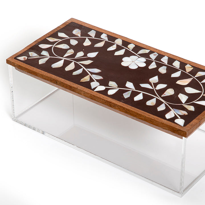 Acrylic box with wooden cover