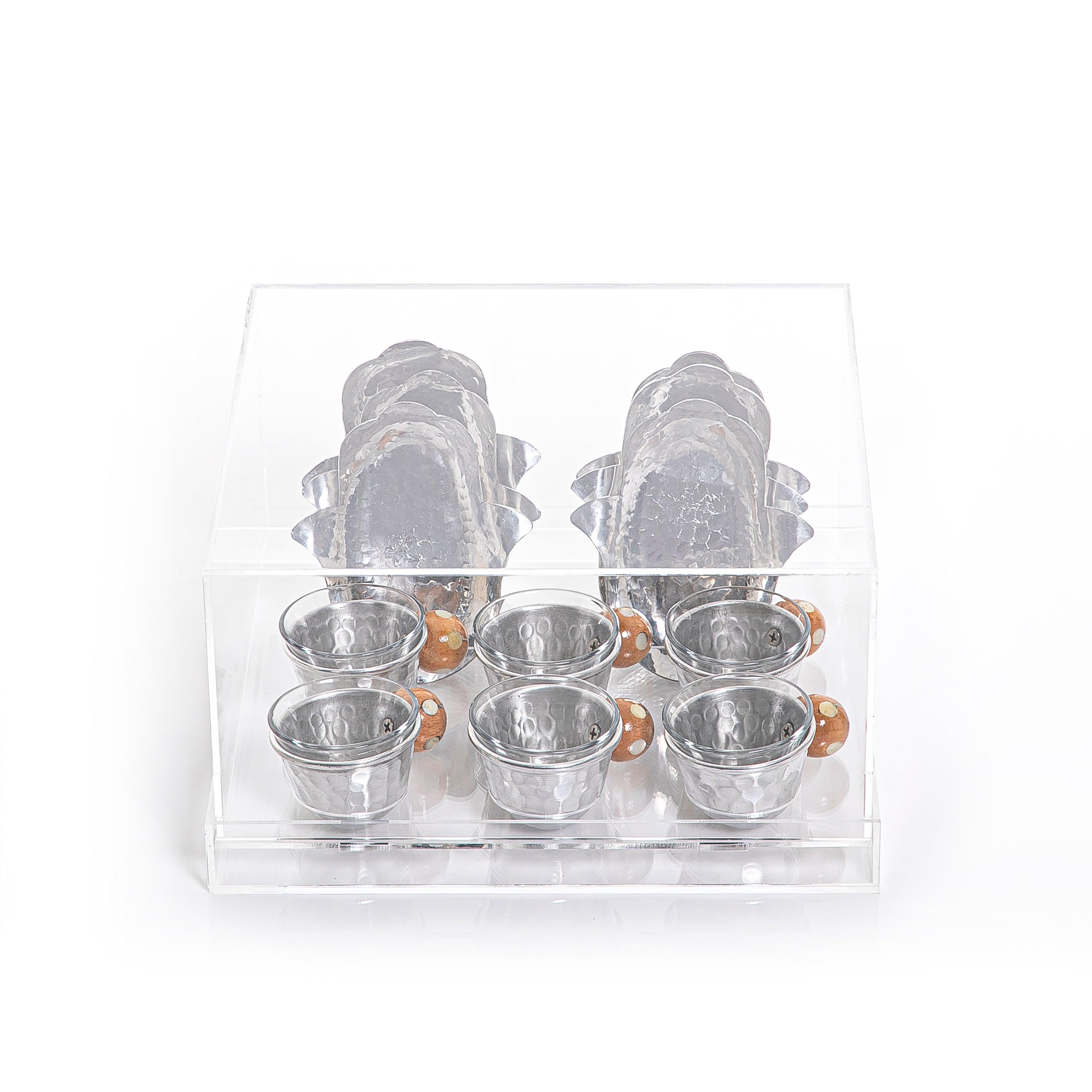 Set of acrylic box with coasters and glass cubs - CASCADES