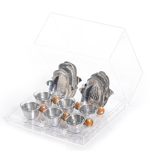 Set of acrylic box with coasters and glass cubs - CASCADES