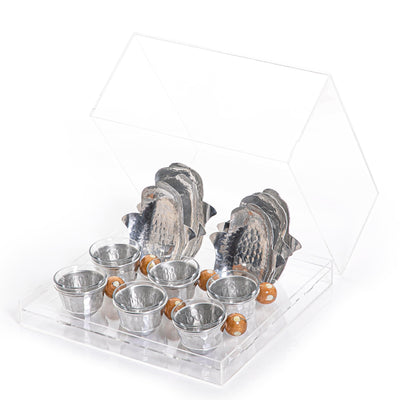 Set of acrylic box with coasters and glass cubs - CASCADES