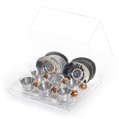 Set of acrylic box with coasters and glass cubs - CASCADES