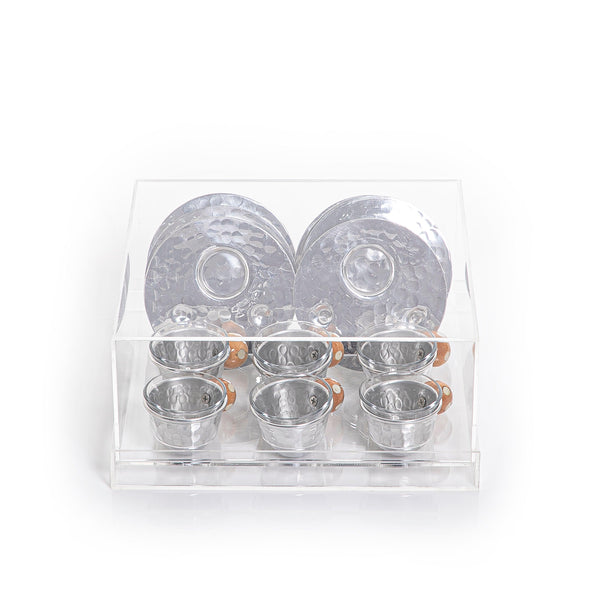 Set of acrylic box with coasters and glass cubs - CASCADES