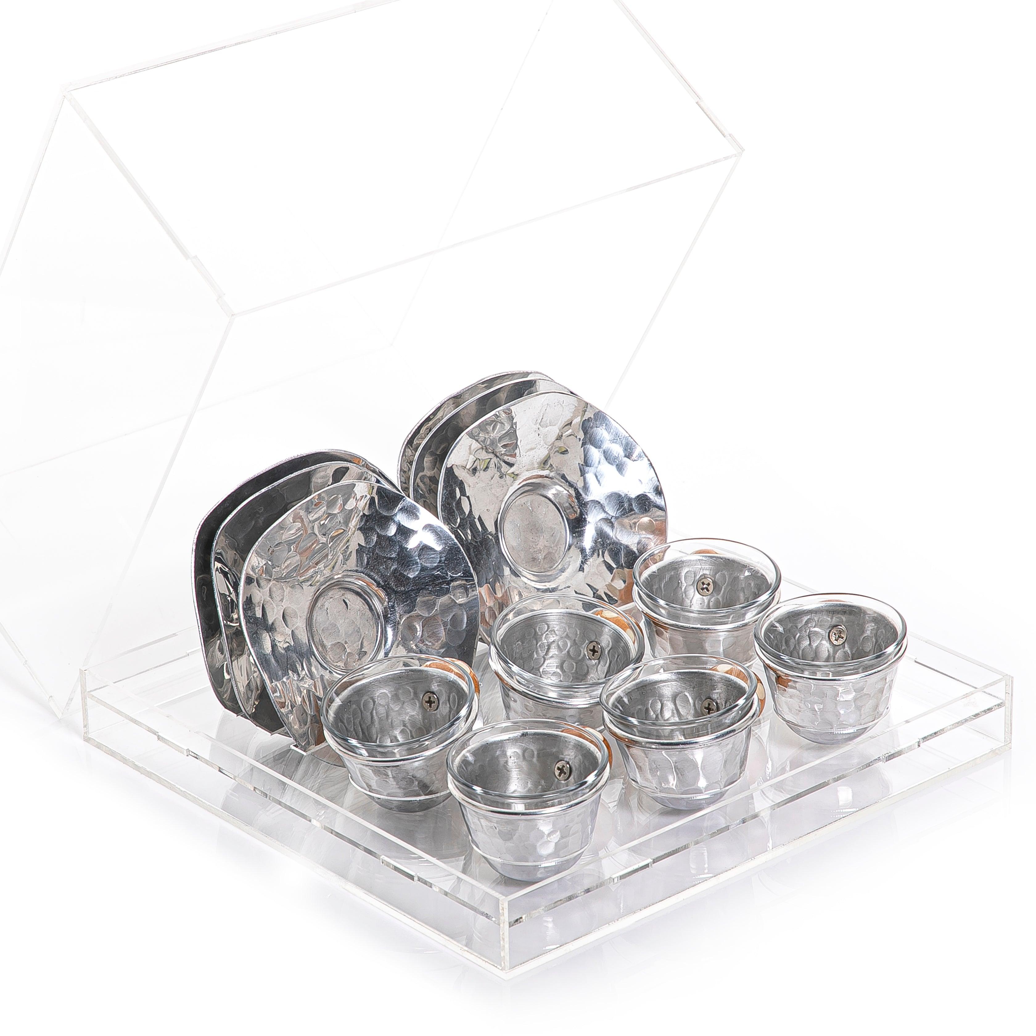 Set of acrylic box with coasters and glass cubs - CASCADES