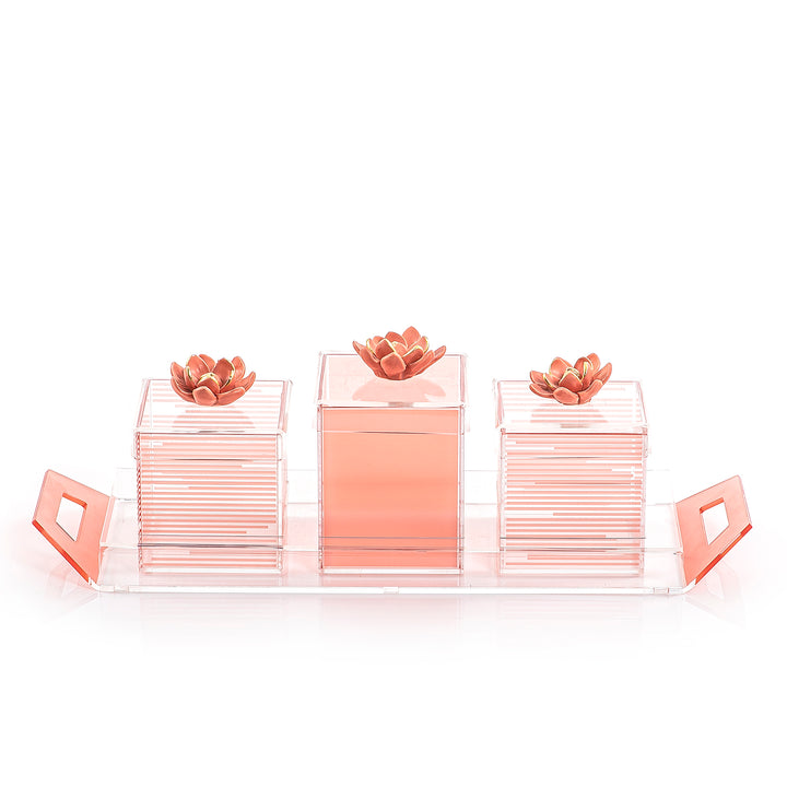 Set of 3 boxes with acrylic tray