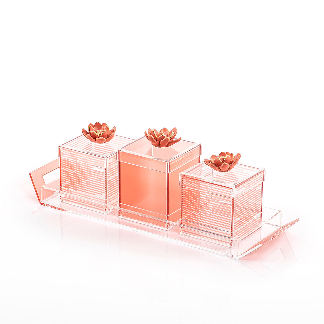 Set of 3 boxes with acrylic tray
