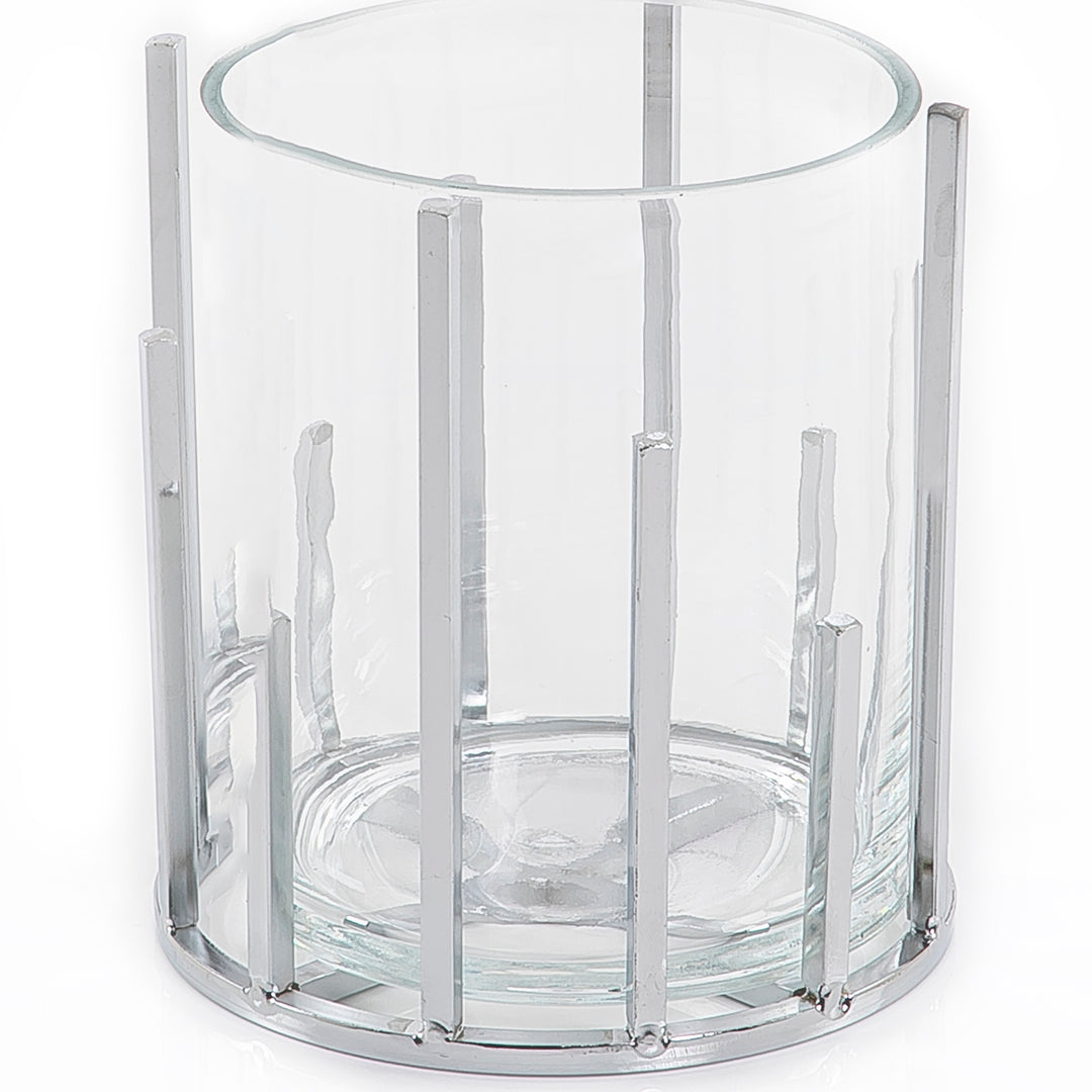 Glass and metal vase