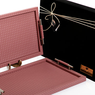 Set of 2 bottega leather trays with gift box - CASCADES