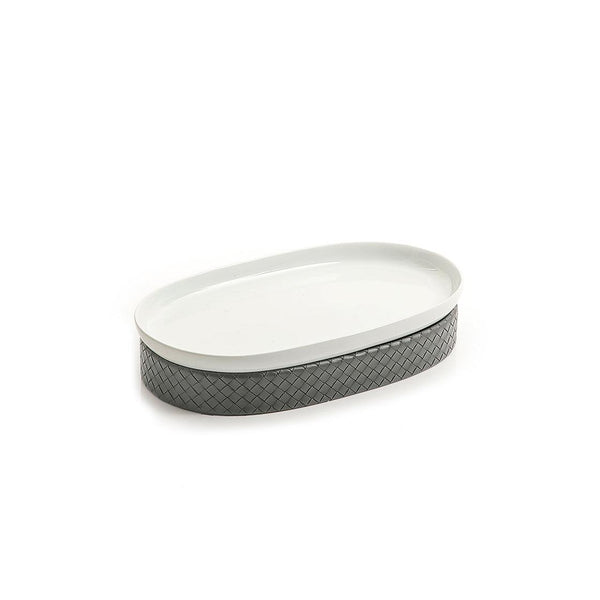 Ceramic plate with leather base - CASCADES