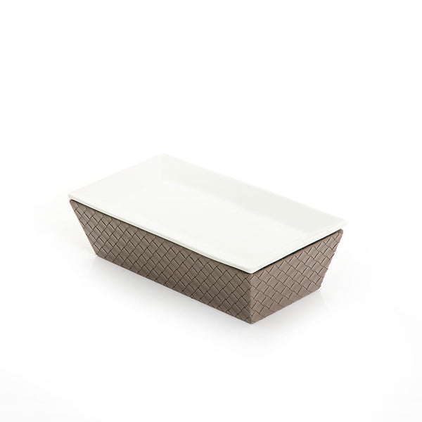 Ceramic plate with leather base - CASCADES