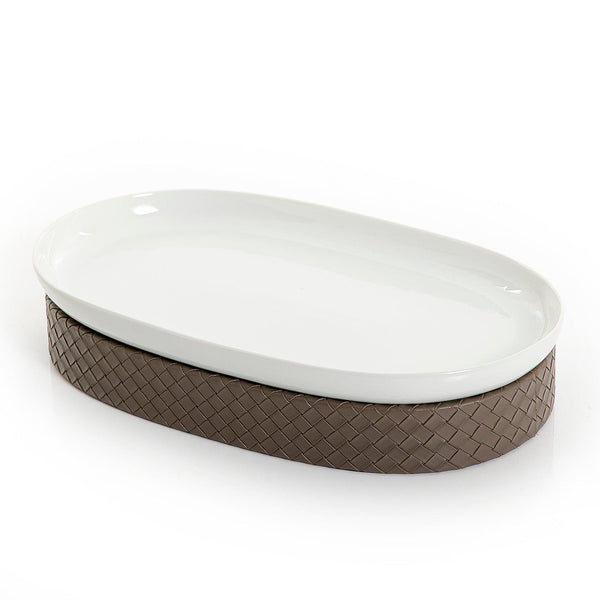 Ceramic plate with leather base - CASCADES