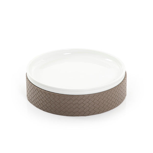 Ceramic plate with leather base - CASCADES