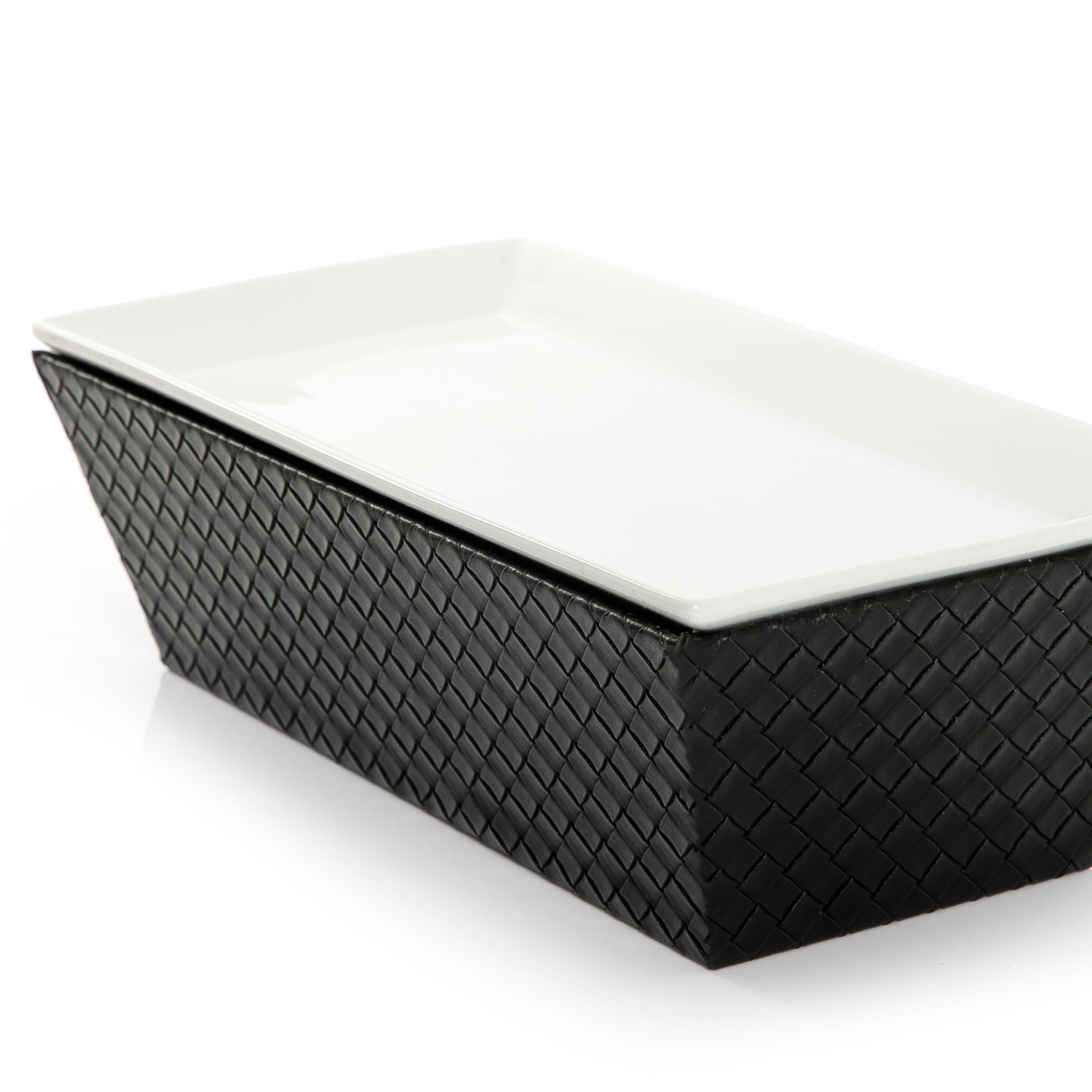 Ceramic plate with leather base - CASCADES