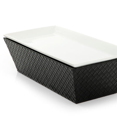 Ceramic plate with leather base - CASCADES