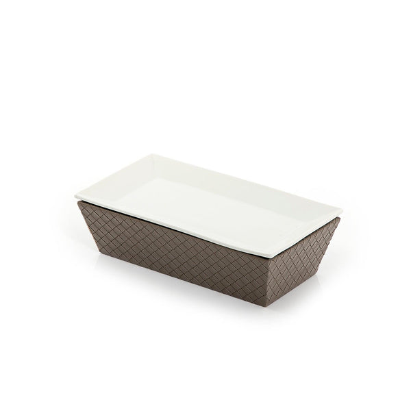 Ceramic plate with leather base - CASCADES