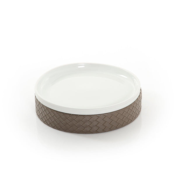 Ceramic plate with leather base - CASCADES