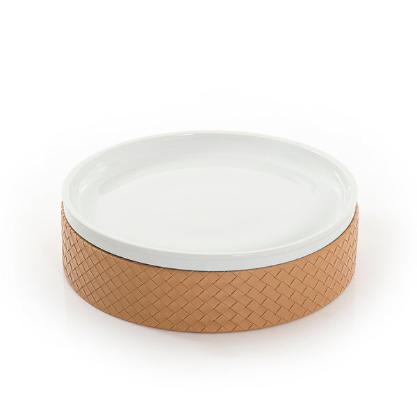 Ceramic plate with leather base - CASCADES