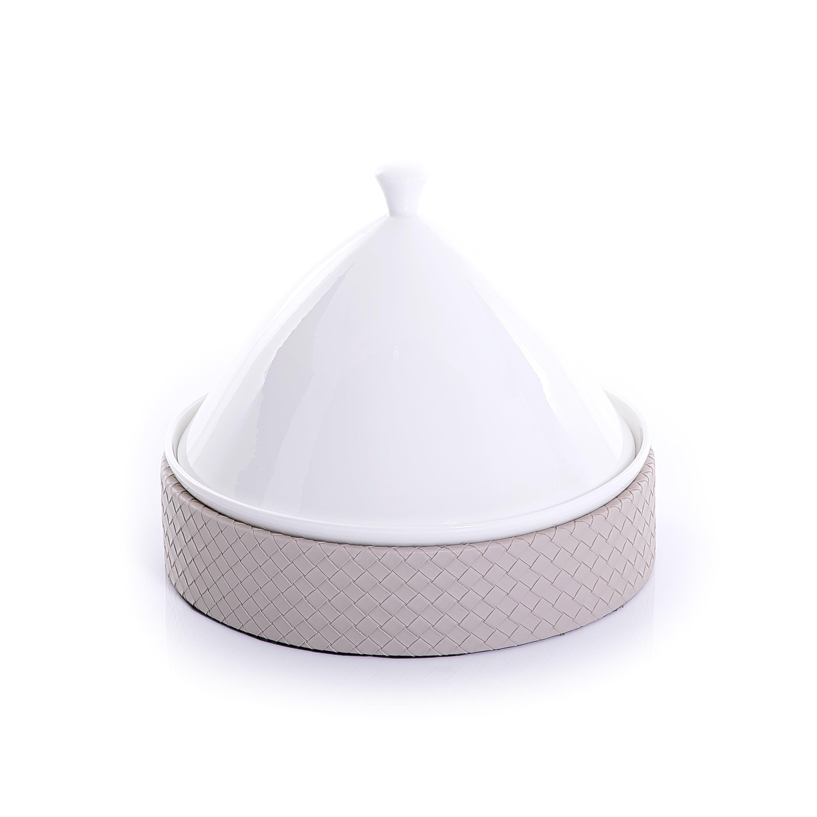 Ceramic plate with leather base - CASCADES