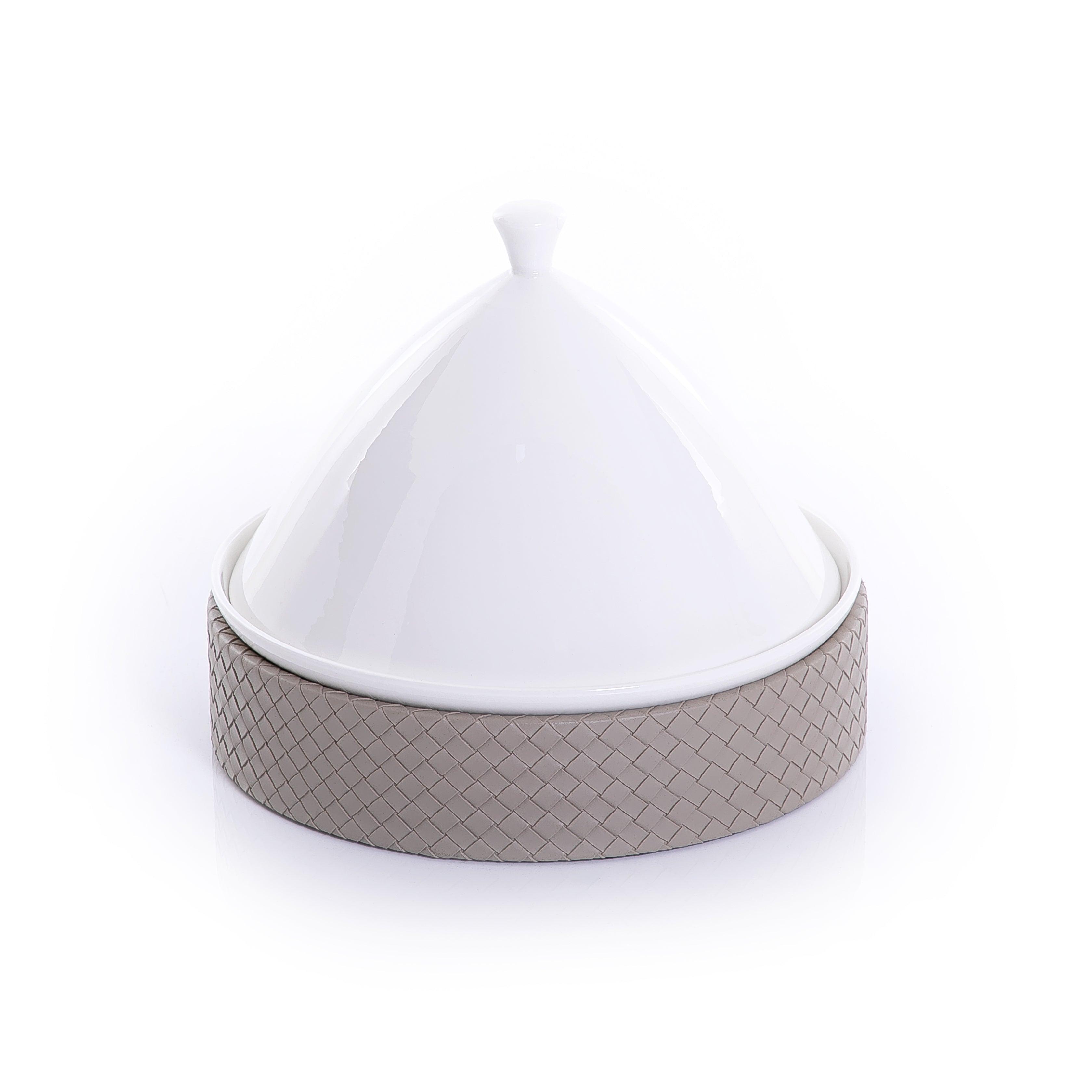 Ceramic plate with leather base - CASCADES