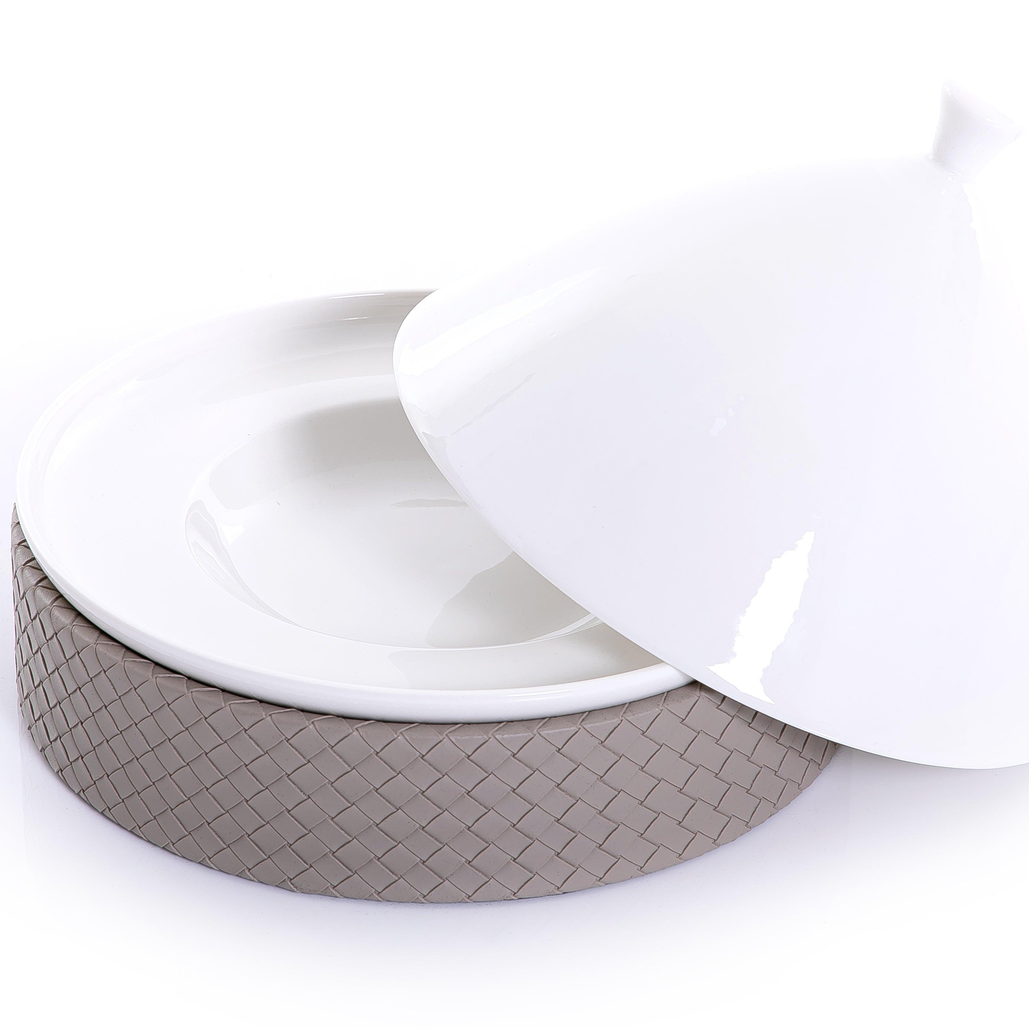 Ceramic plate with leather base - CASCADES