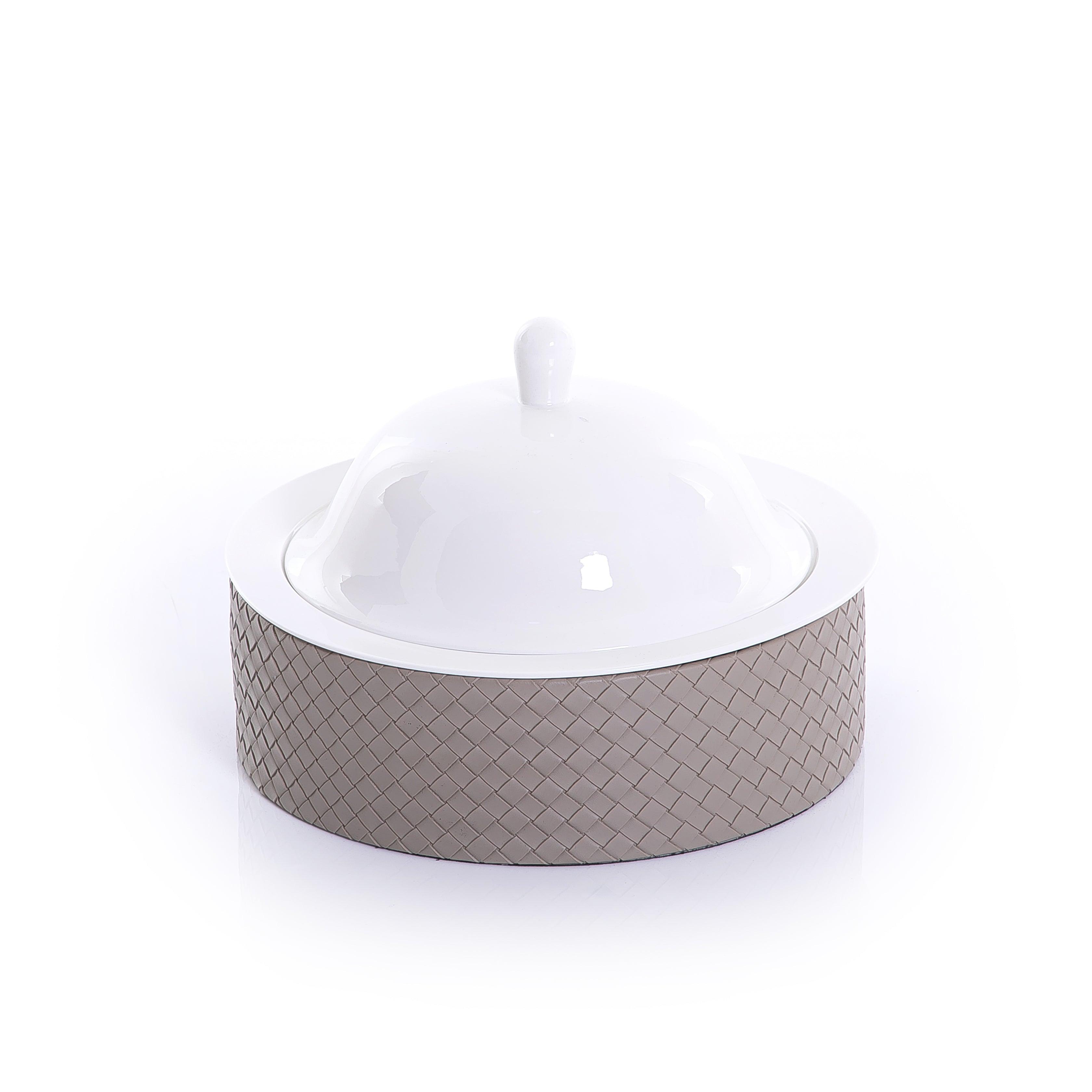 Ceramic plate with leather base - CASCADES