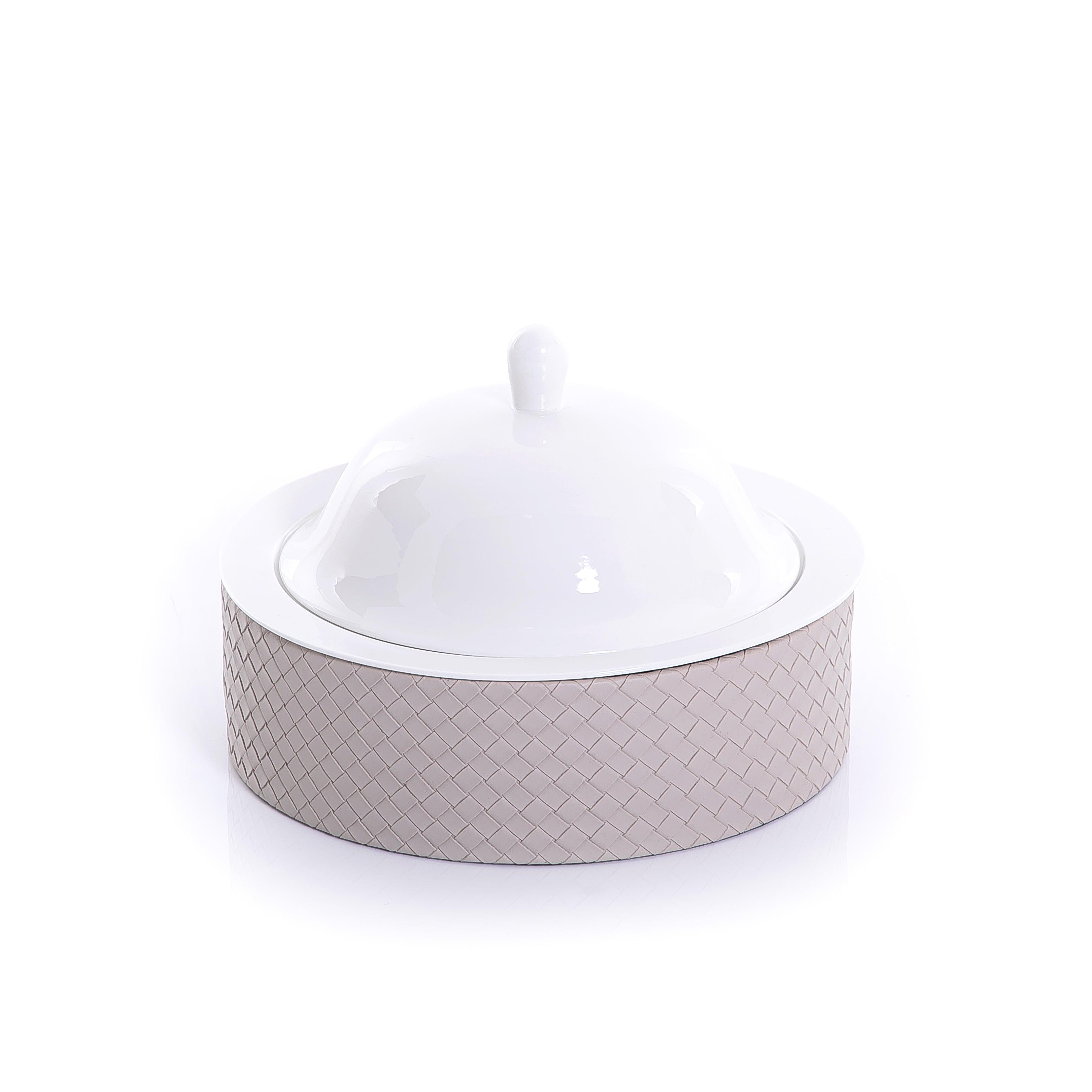 Ceramic plate with leather base - CASCADES