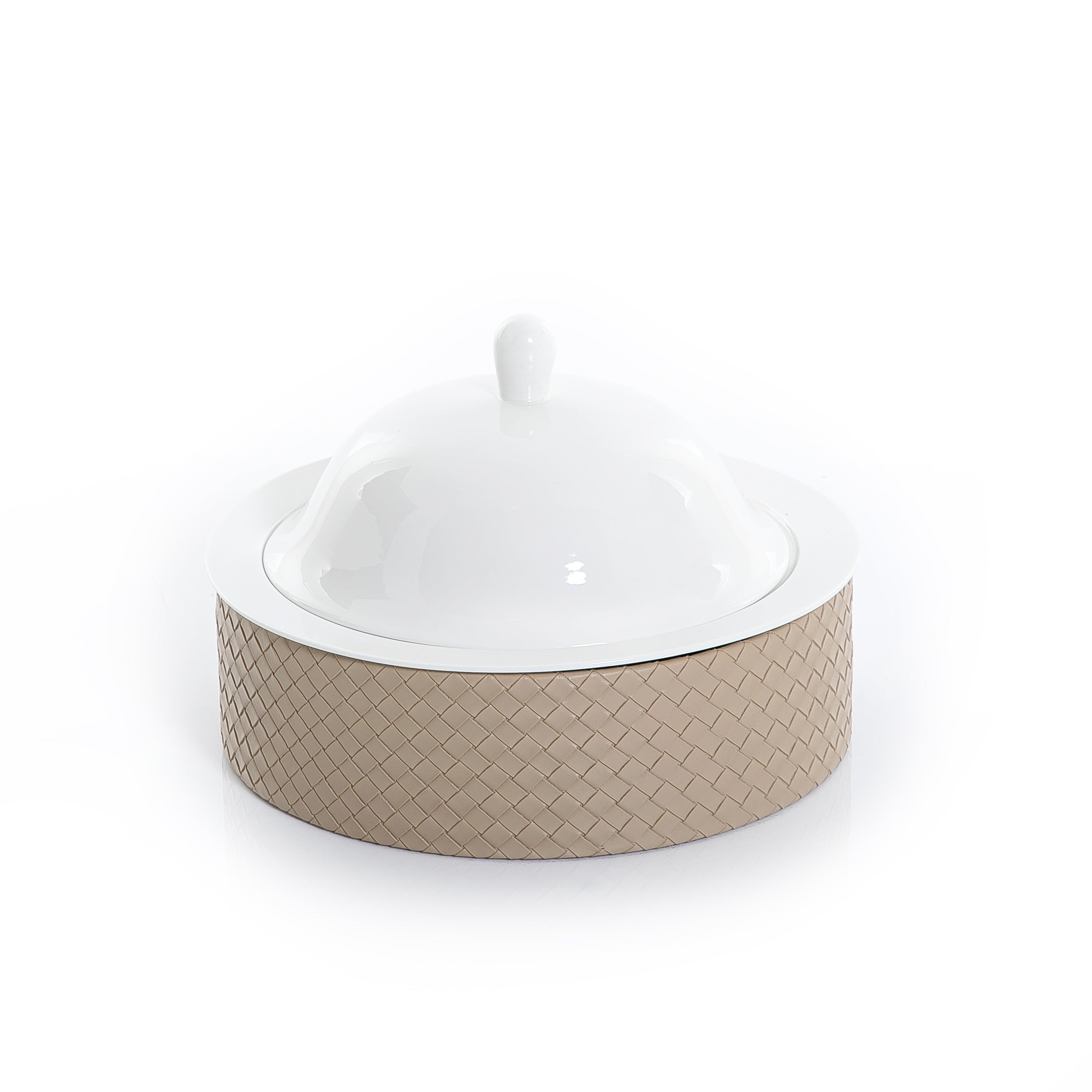 Ceramic plate with leather base - CASCADES
