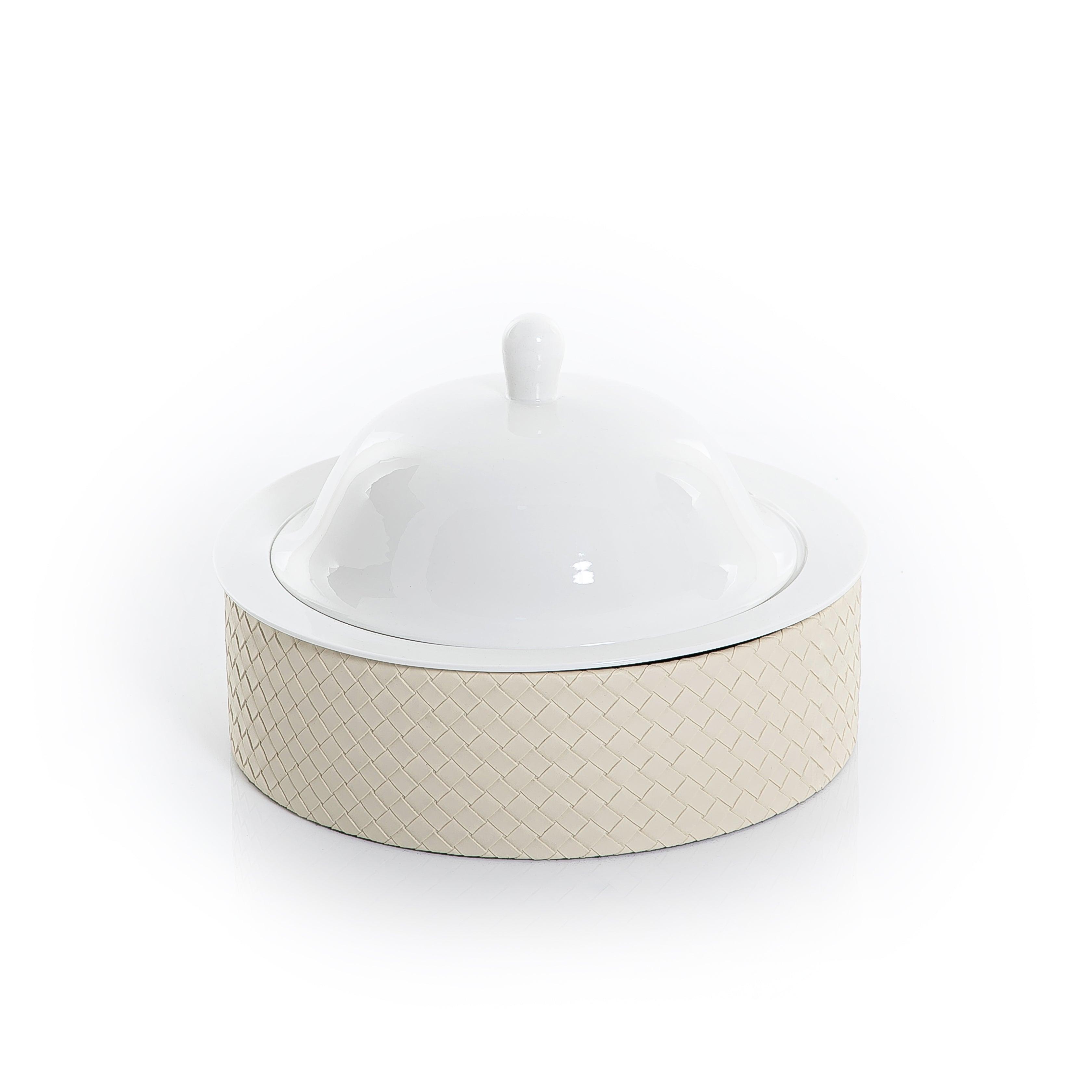 Ceramic plate with leather base - CASCADES