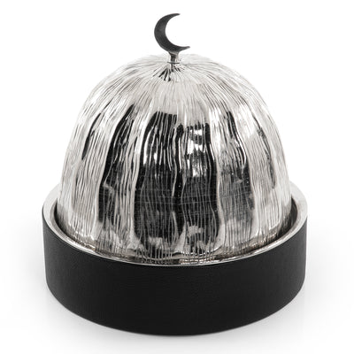 طبق جلد بغطاء معدن