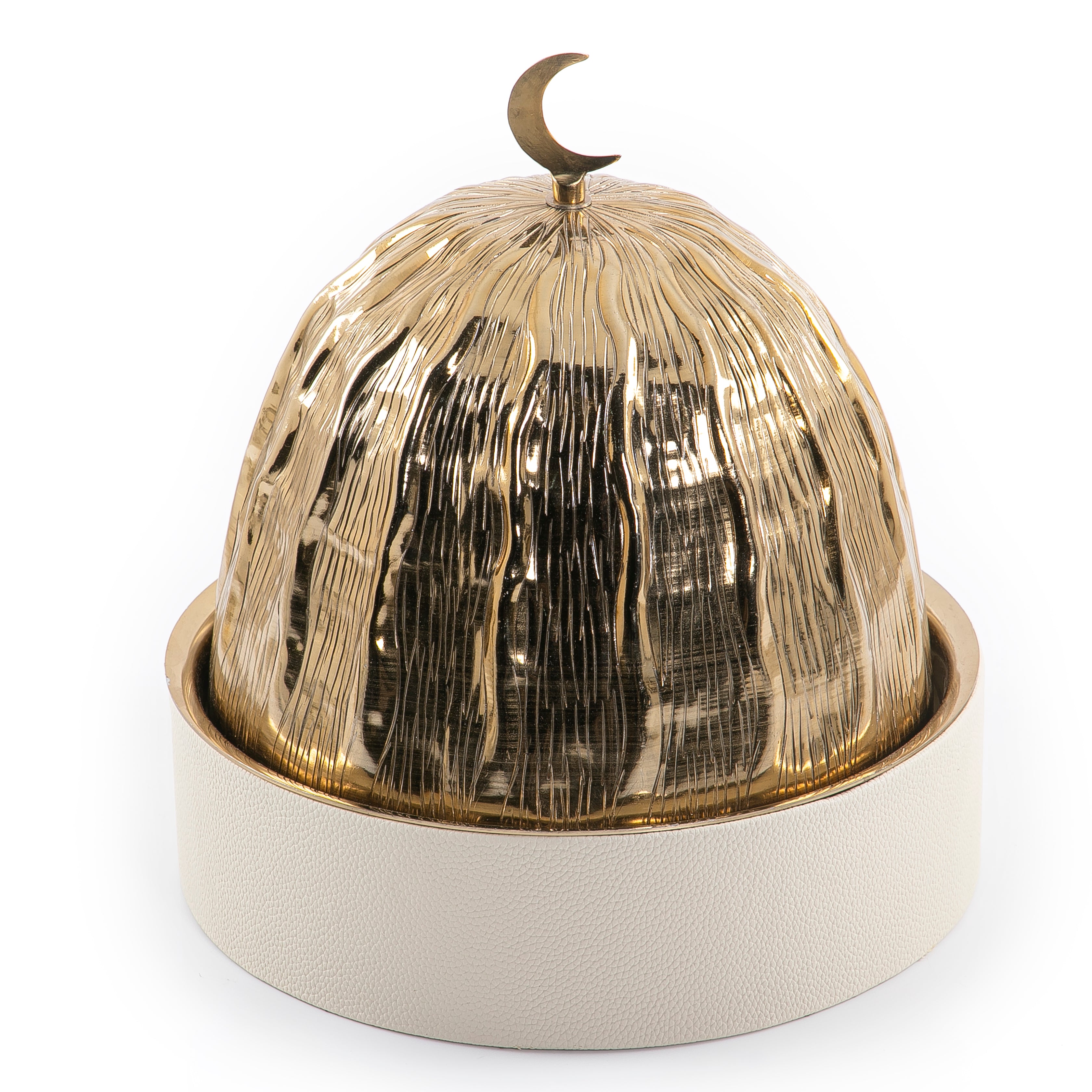 طبق جلد بغطاء معدن