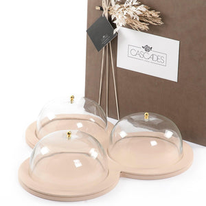 Leather plate with 3 glass cover - CASCADES