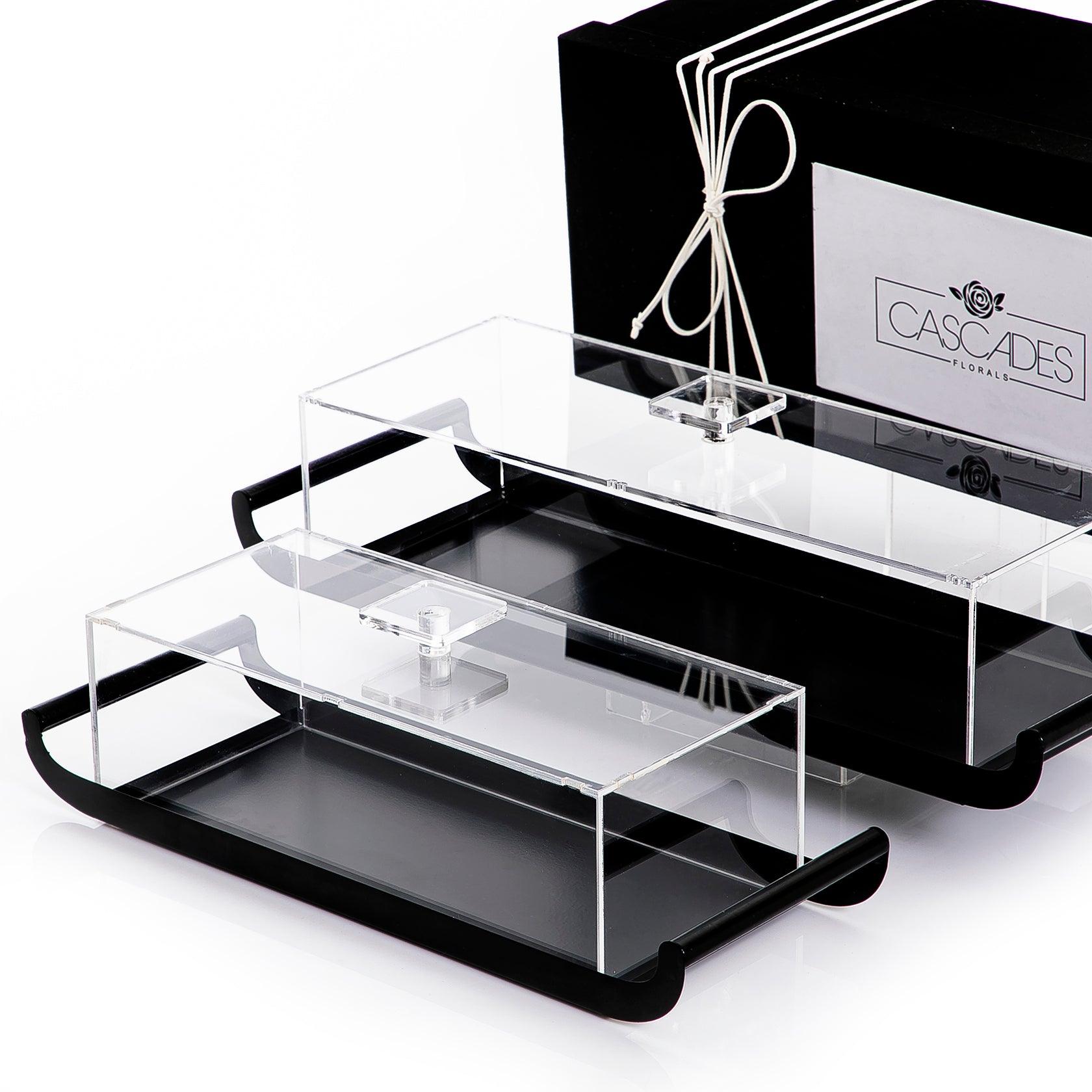 Set of 2 metal trays with acrylic covers and gift box - CASCADES