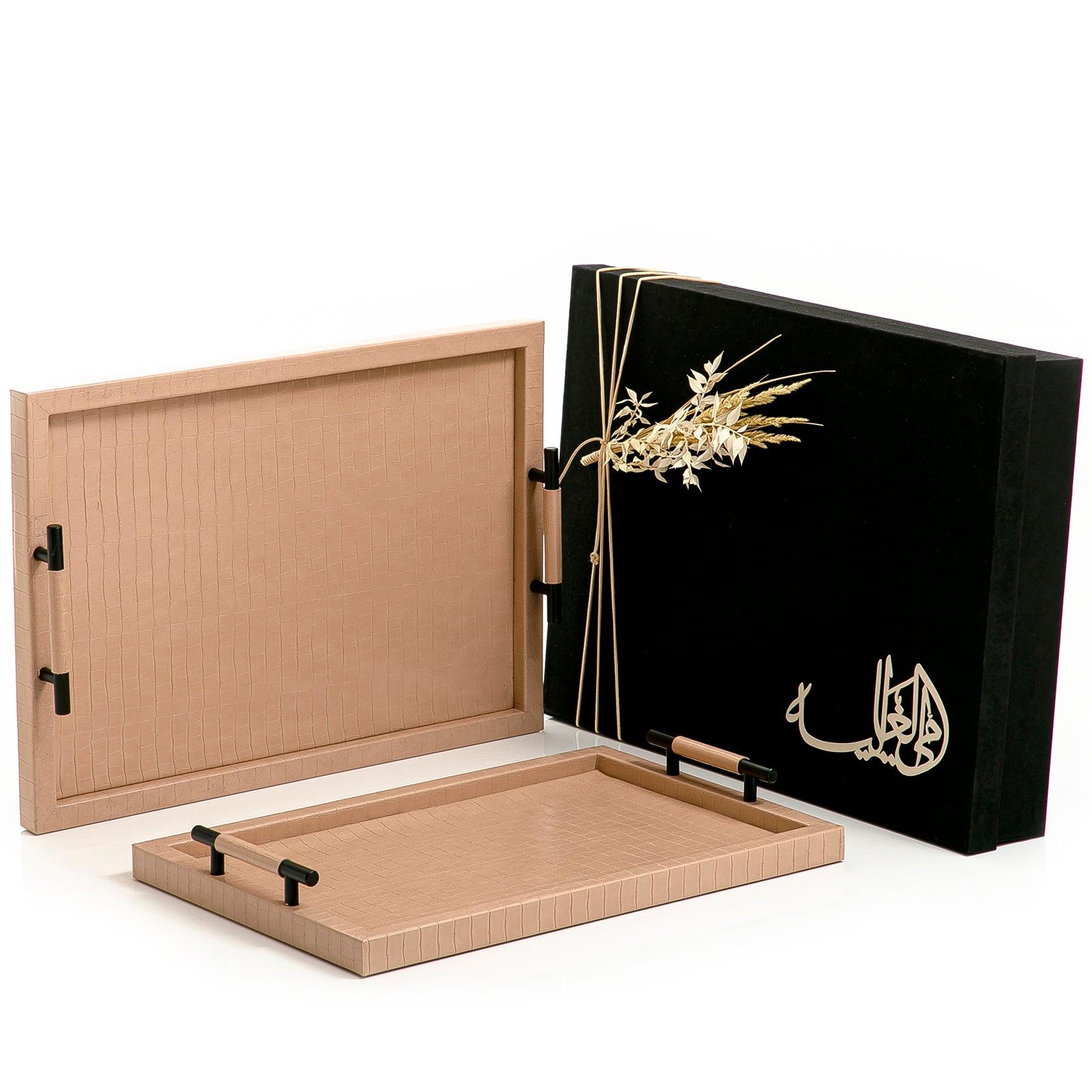 Set of 2 leather tray with gift box - CASCADES