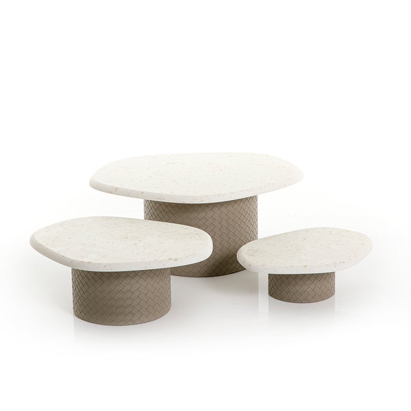 Set of 3 marble stand with leather