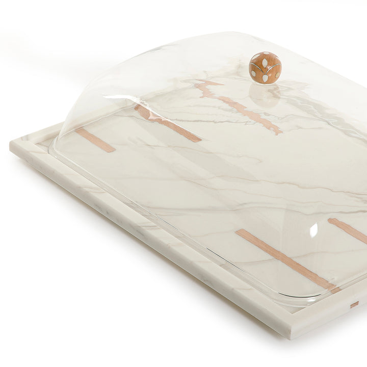 Marble tray with acrylic cover