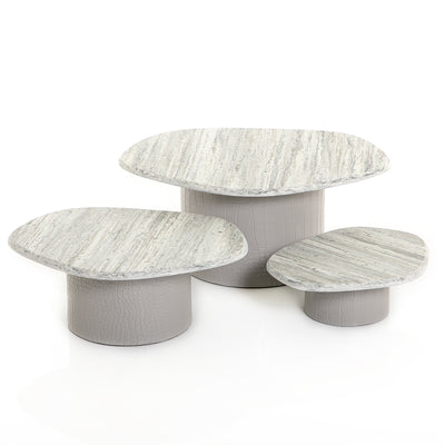 Set of 3 marble stand with leather