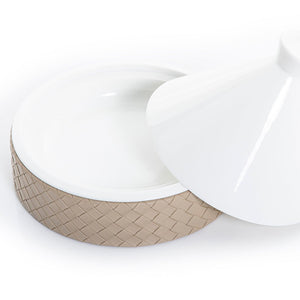 Ceramic bowl with cover and leather base - CASCADES