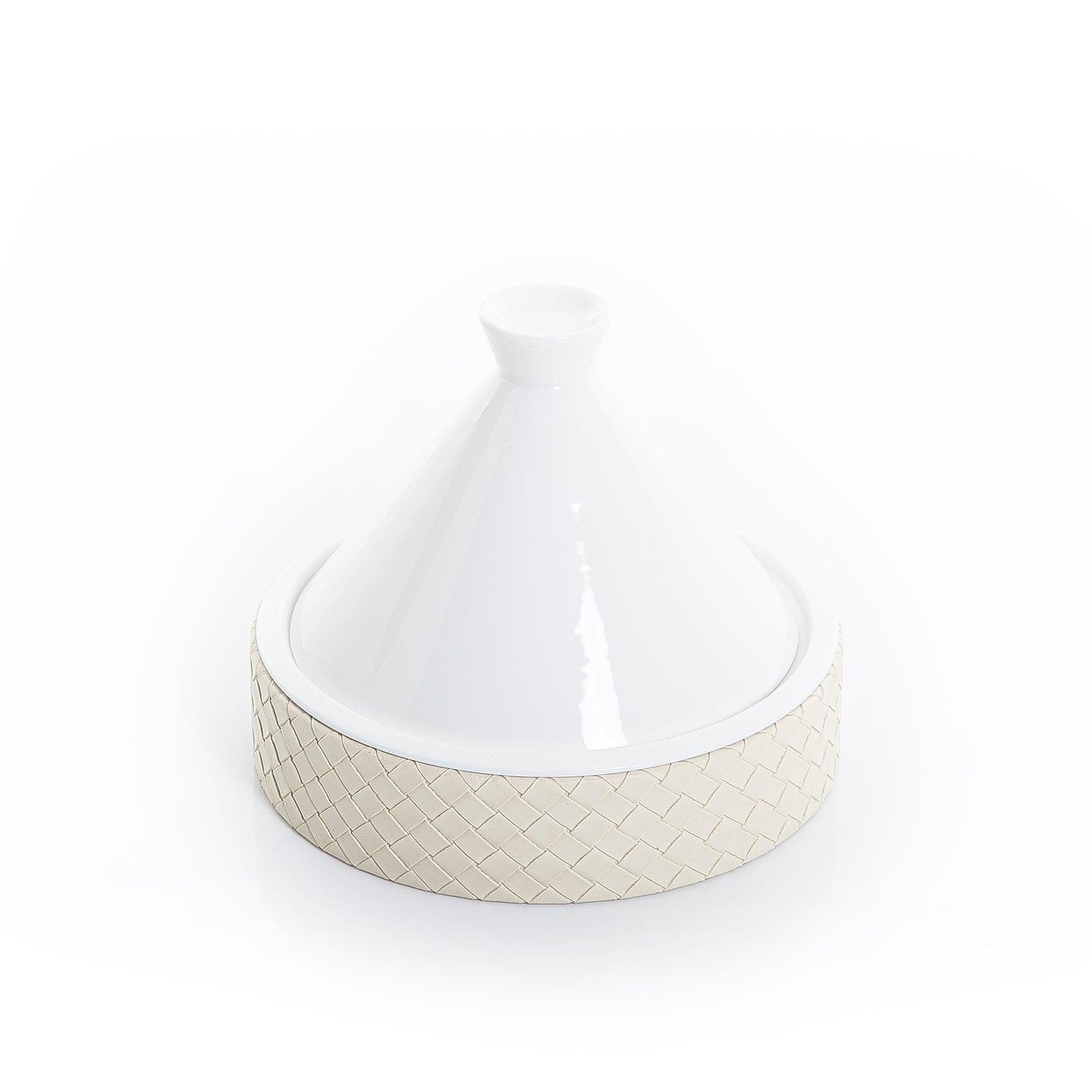 Ceramic bowl with cover and leather base - CASCADES