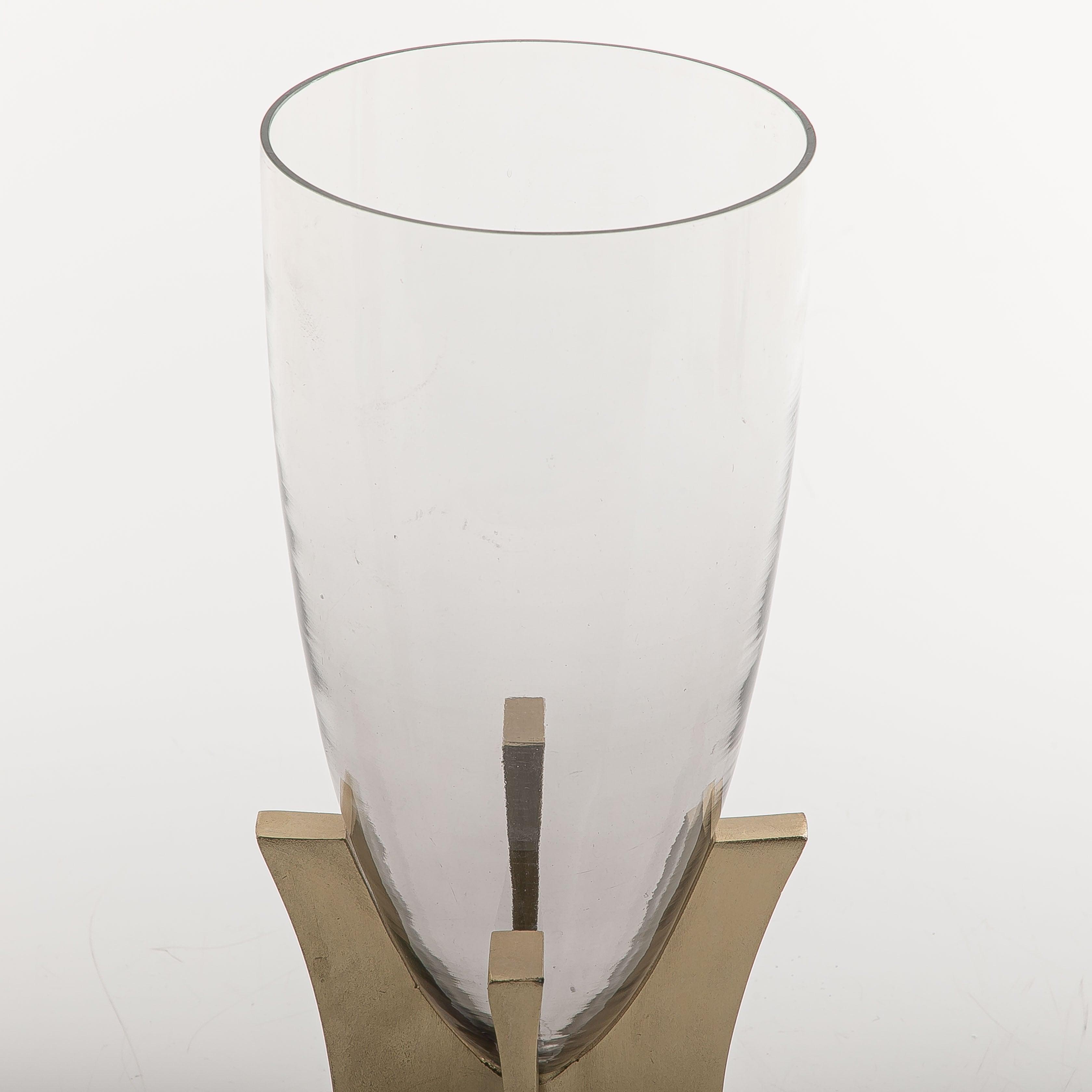 Glass and metal vase small size - CASCADES