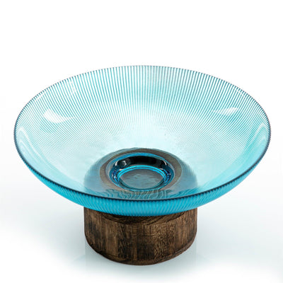 Glass Bowl With Wood Base - CASCADES