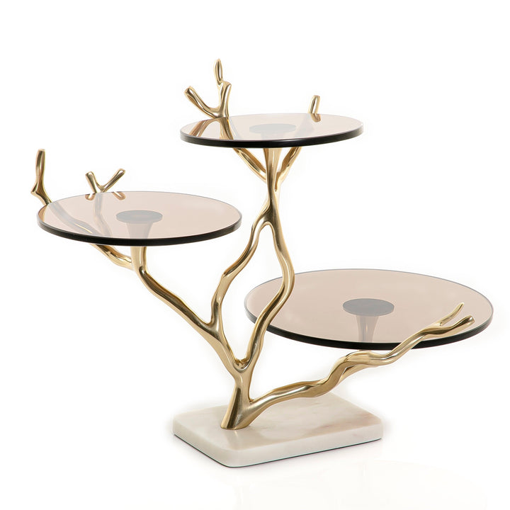 Glass stand with metal and marble base - CASCADES