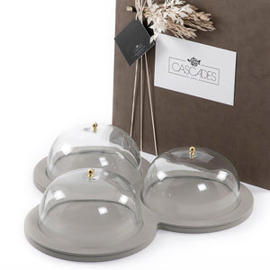 Leather plate with 3 glass cover - CASCADES
