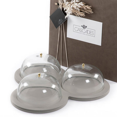 Leather plate with 3 glass cover - CASCADES