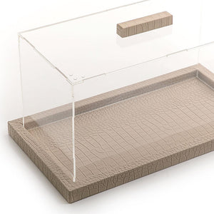 Leather tray with acrylic cove small size - CASCADES