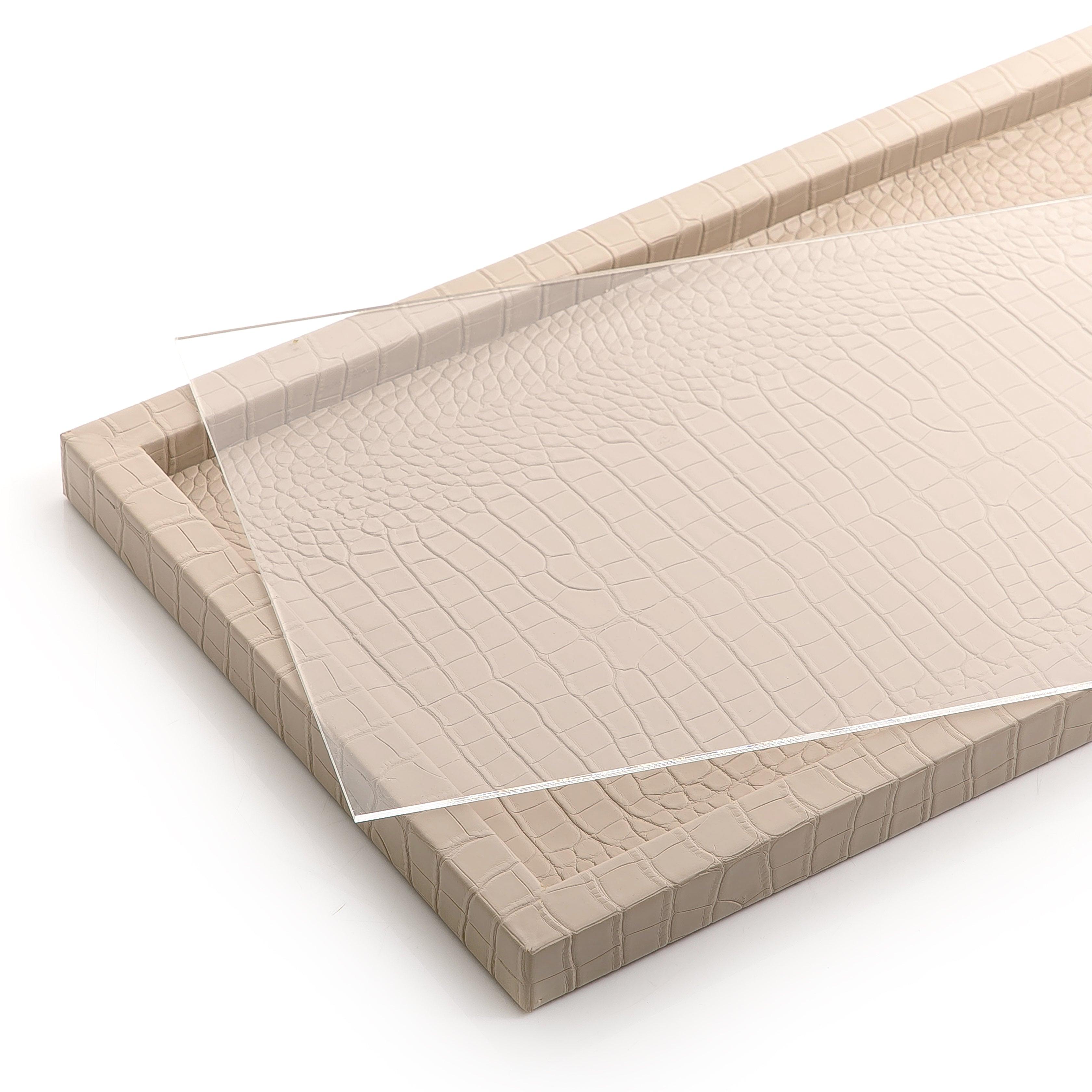 Leather tray with acrylic cove small size - CASCADES