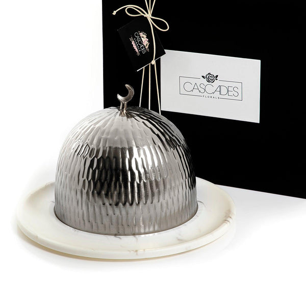Marble plate with metal covers and gift box - CASCADES